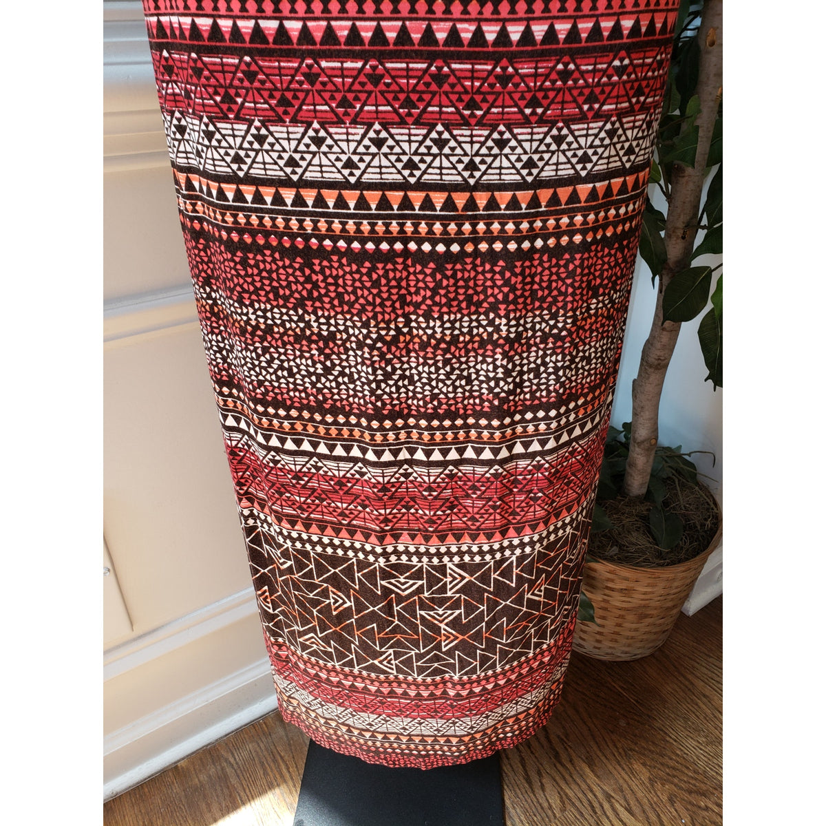 Spense Long Maxi Dress Womens XL Multi Geo Print Sleeveless Embroidered V Neck