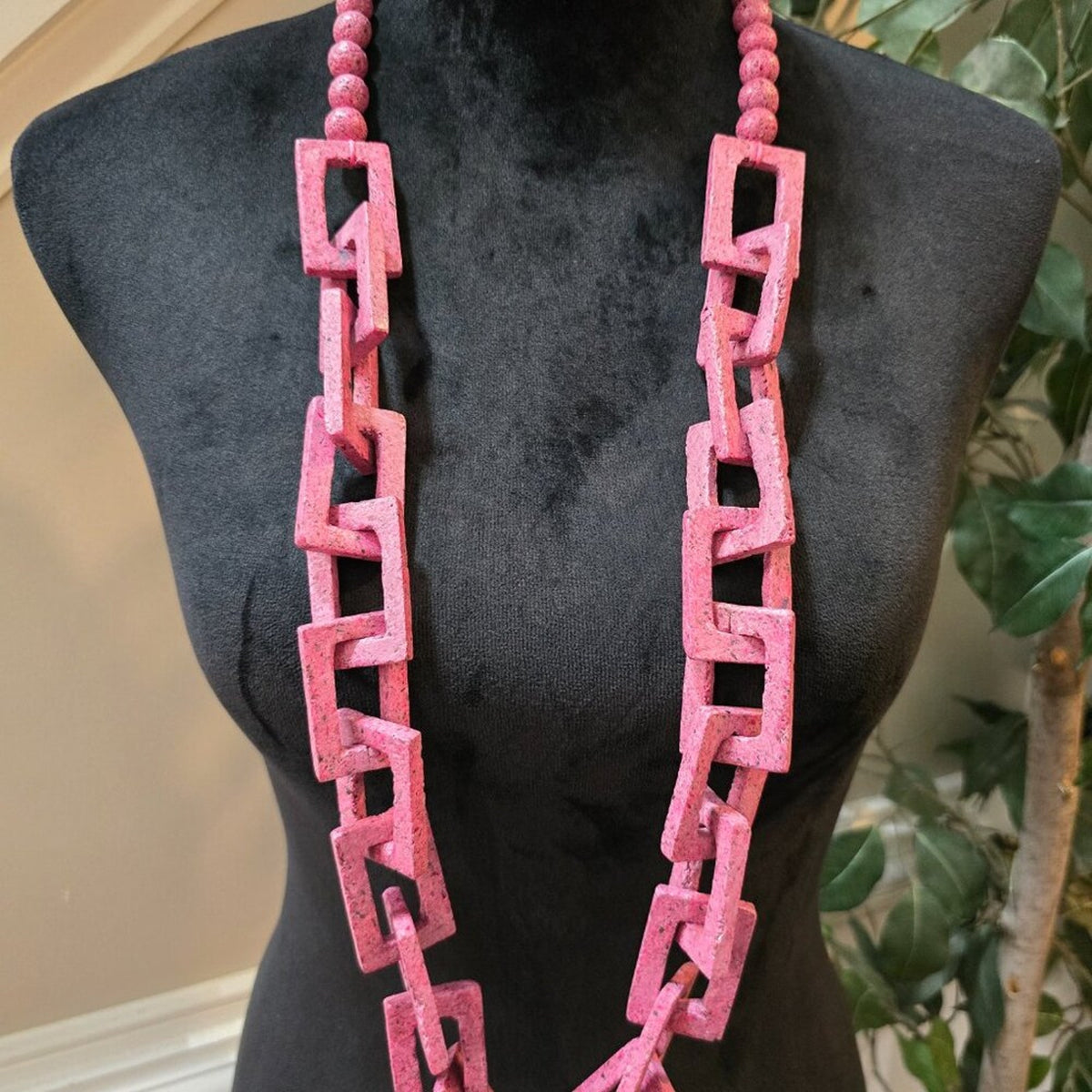 Womens Fashion Pink Punk Thick Street Style Chain Necklace with Lobster Clasp