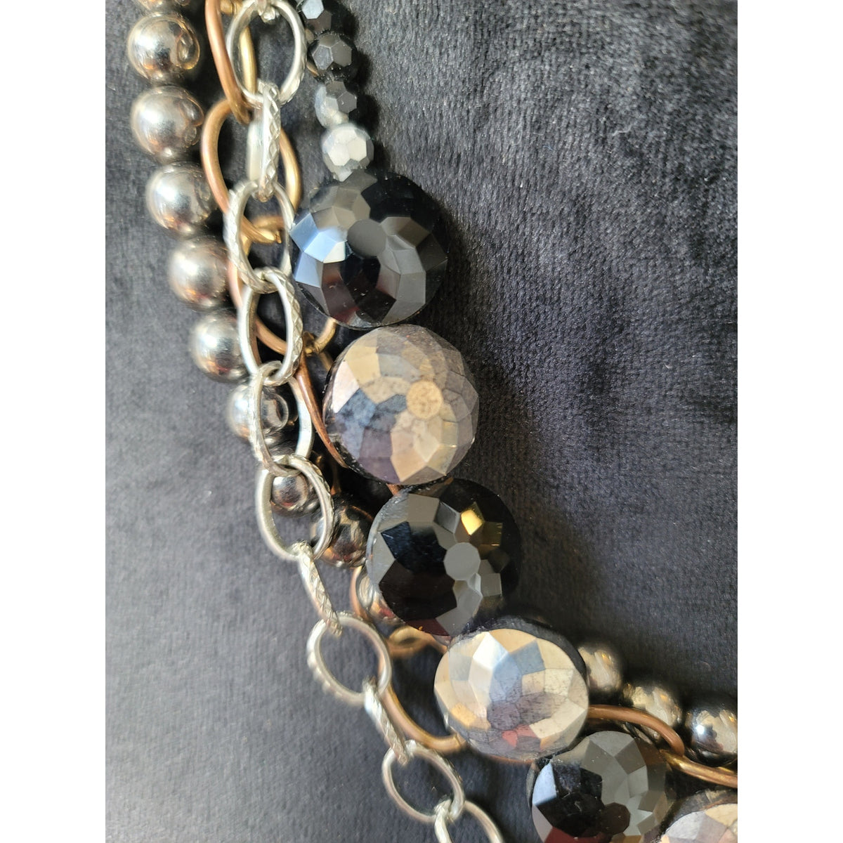 Women's Multi Layer Beaded Chain Statement Necklace With Lobster Clasp Lock