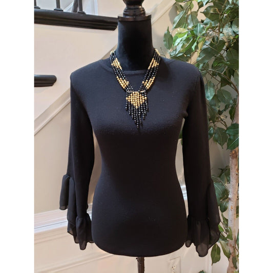 I.N.C. International Concepts Women's Black Round Neck Flared Sleeve Sweater S