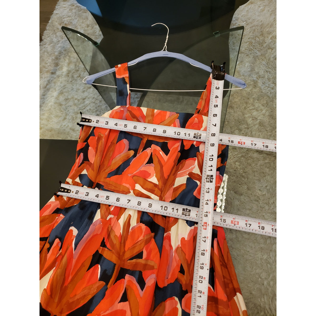 Who What Wear Maxi Dress Womens Small Orange Floral Cotton Pleated Square Neck
