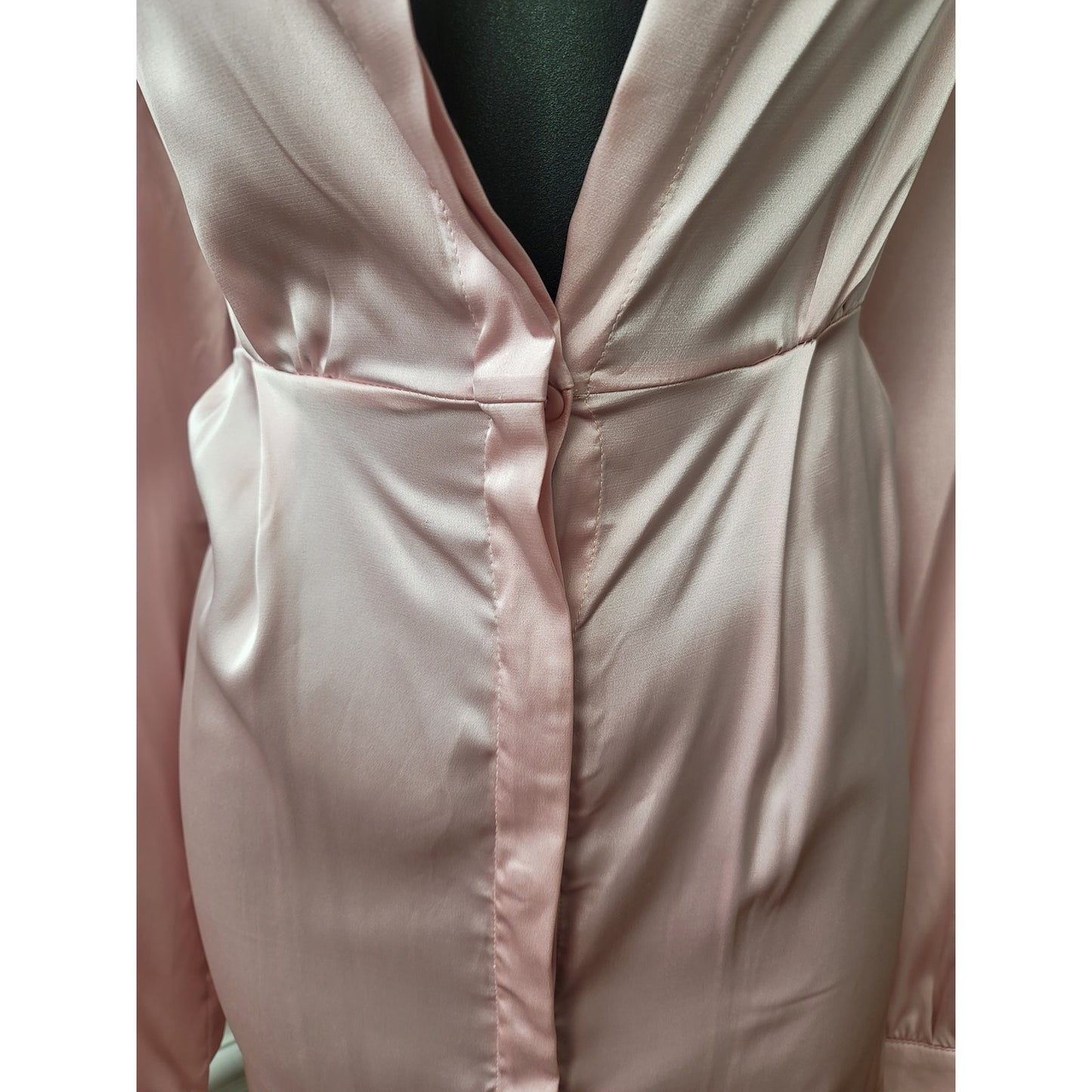 Fashion Nova First Priority Women Large Pink Satin Long Sleeve Dress