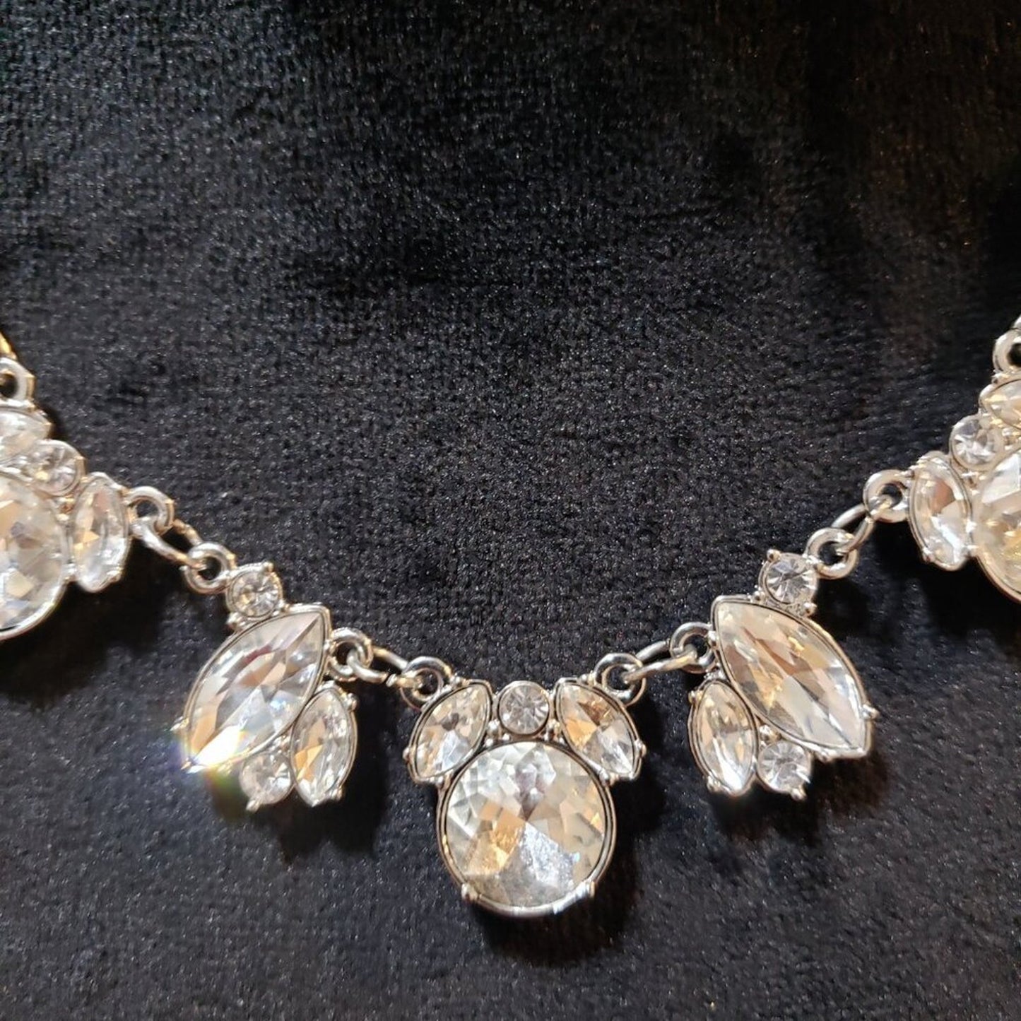Womens Fashion Clear Crystal Curb Chain Necklace Jewelry with Lobster Clasp
