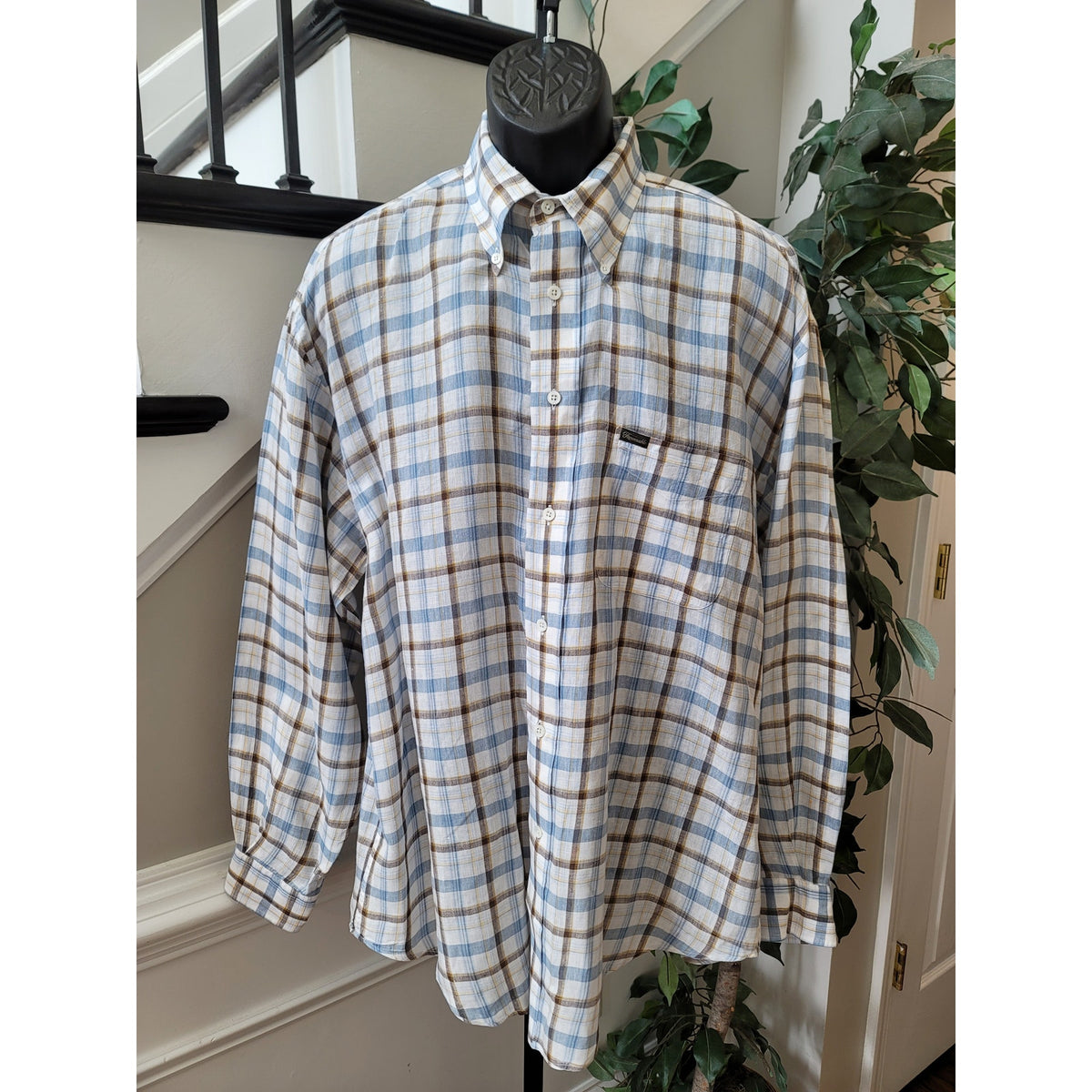 Façonnable Button-Down Shirt Men's X-Large Multicolor 100% Linen Long Sleeves
