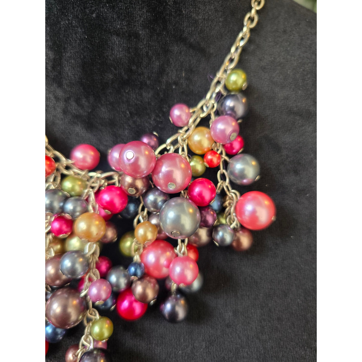 Multicolor Cluster Beaded Statement Necklace