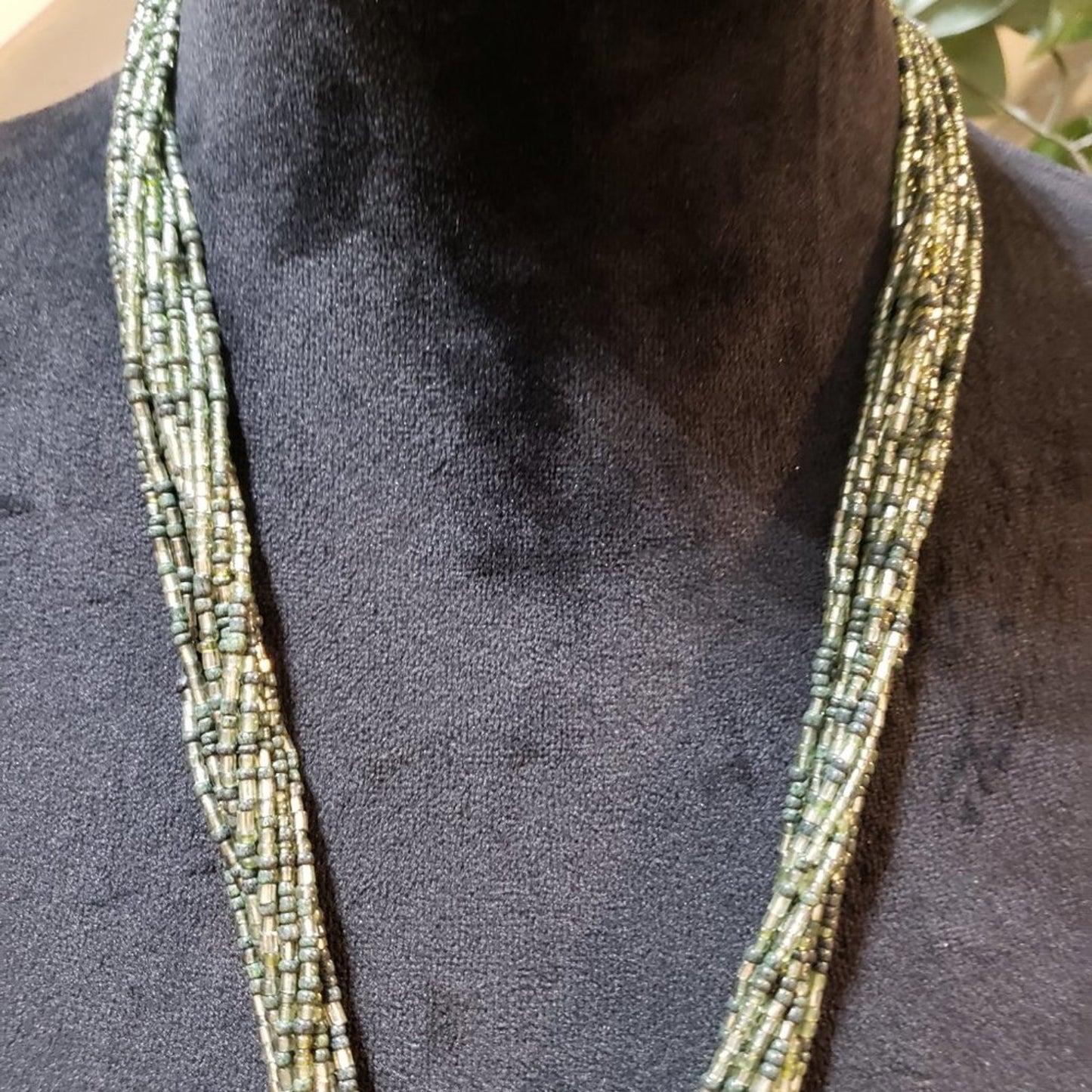 Womens Fashion Green Tassel Beads Multi Strand Collar Necklace w/ Lobster  Clasp