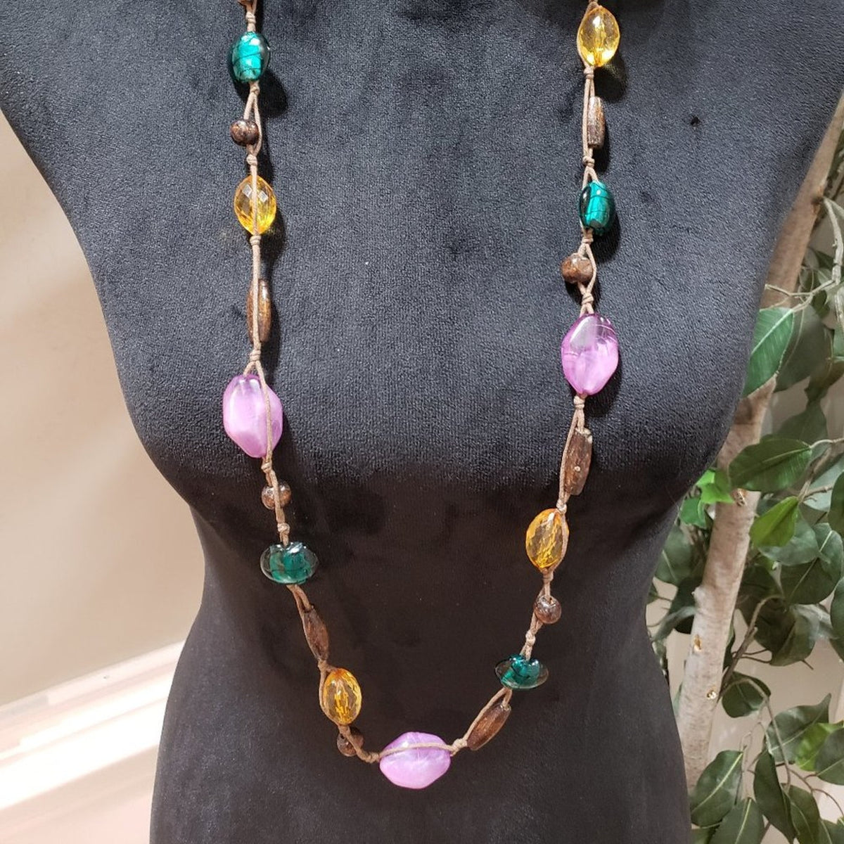 Womens Boho Style Double Strand Multicolor Beaded Collar Necklace with Lobster