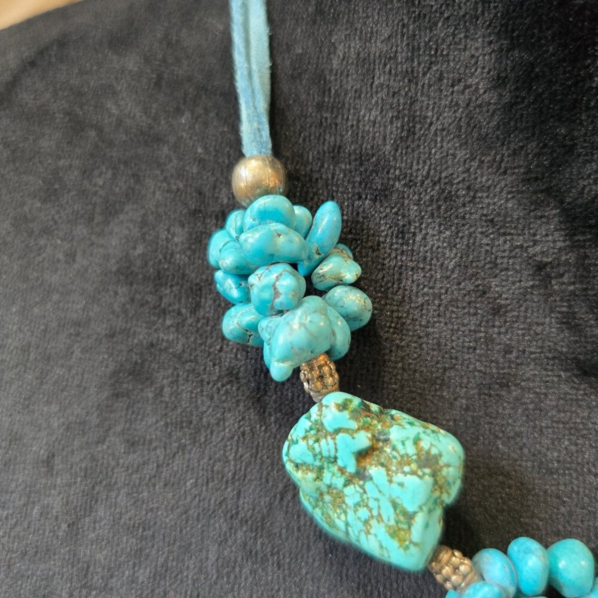 Womens Fashion Blue Turquoise Statement Necklace Jewelry with Lobster Clasp