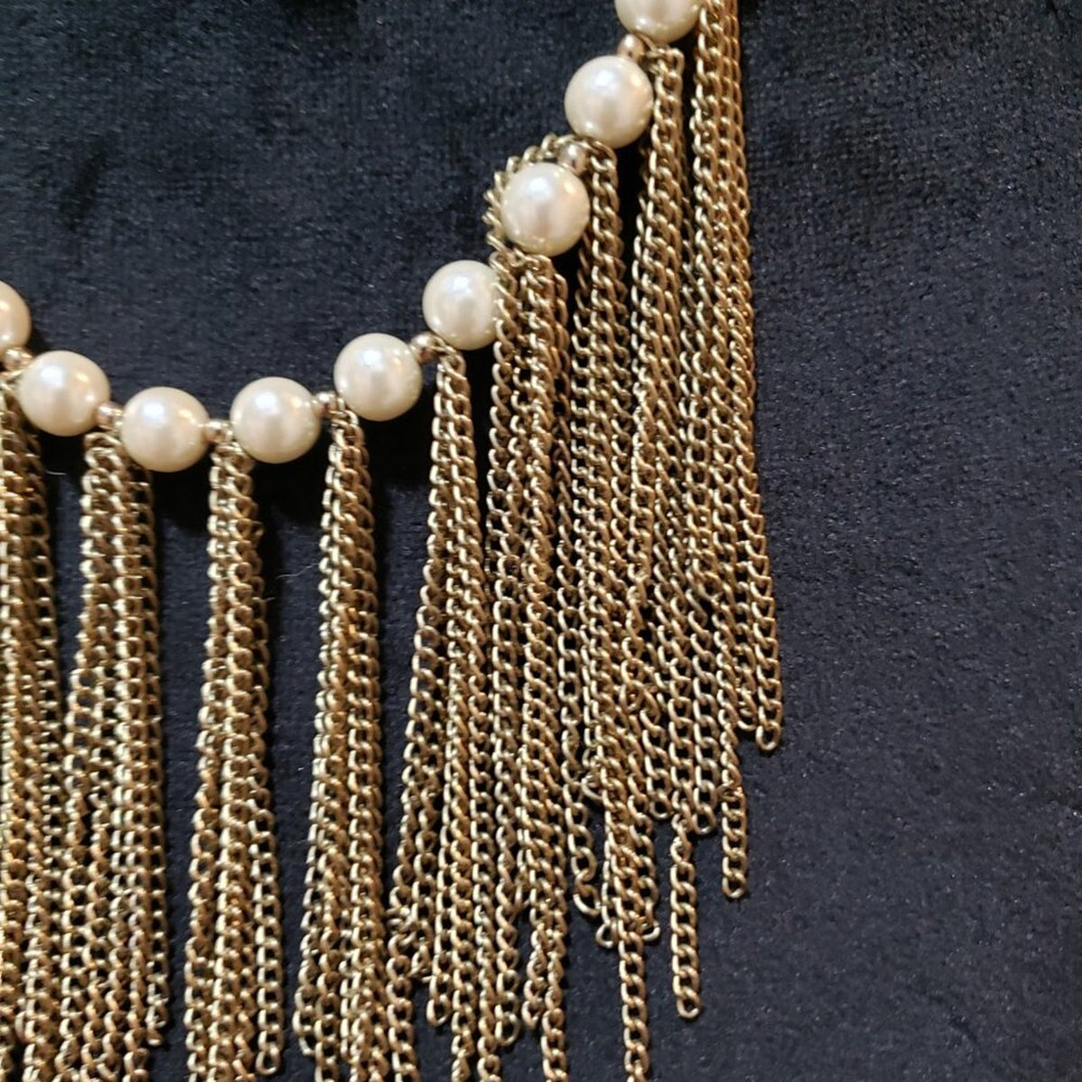 Womens Fashion Ivory Pearl Fringe Bib Choker Necklace Jewelry with Lobster Clasp