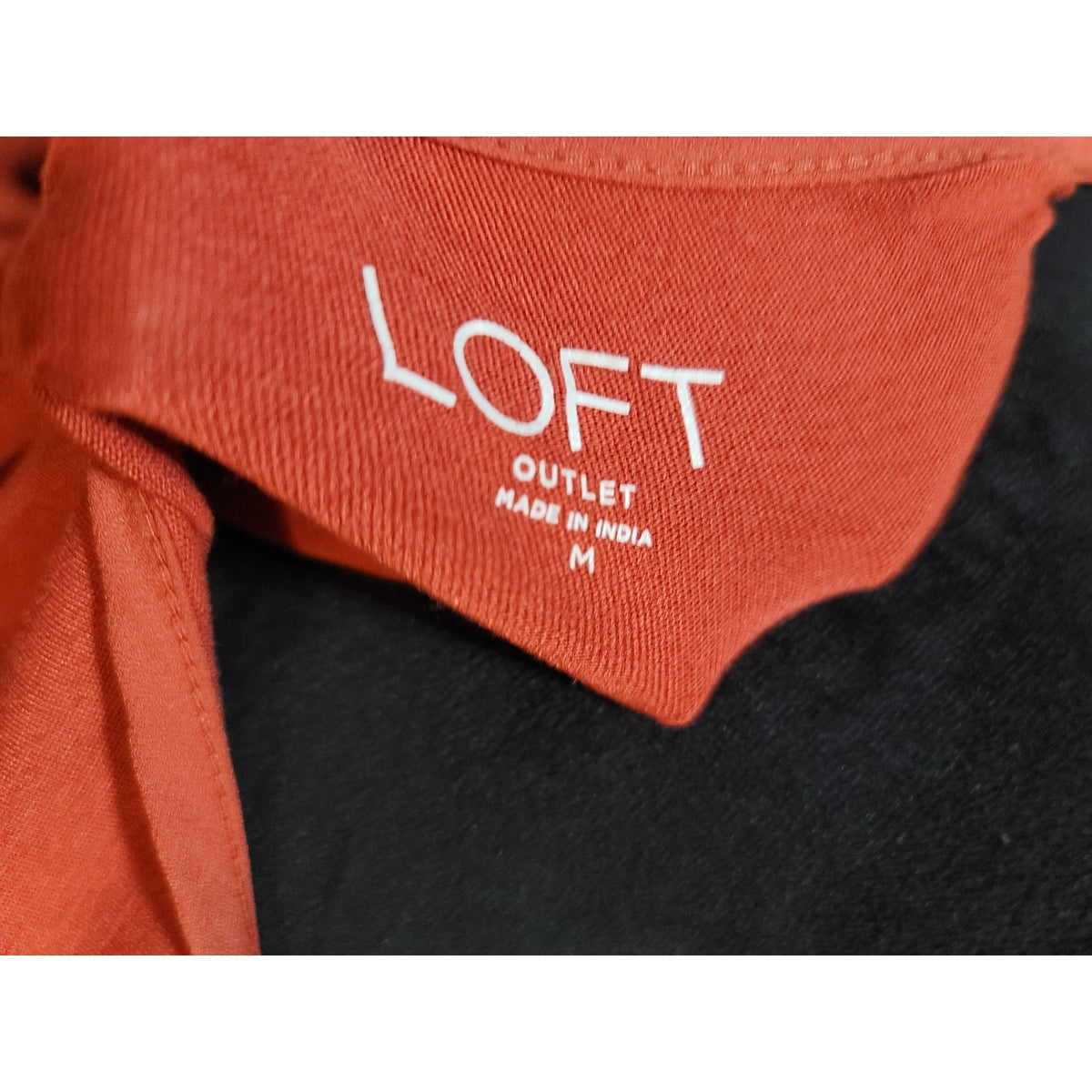 Loft Blouse Top Women's Medium Orange Gathered Ruffle Flutter Sleeve Boat Neck