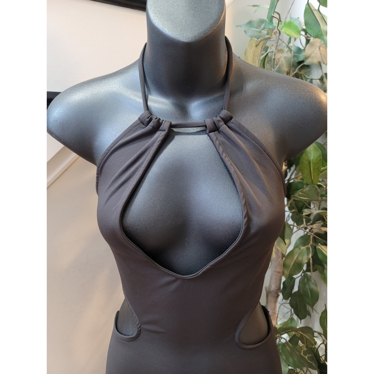 Fashion Nova Jumpsuit Women's Size L Black Halter Neck Cut-Out Romper
