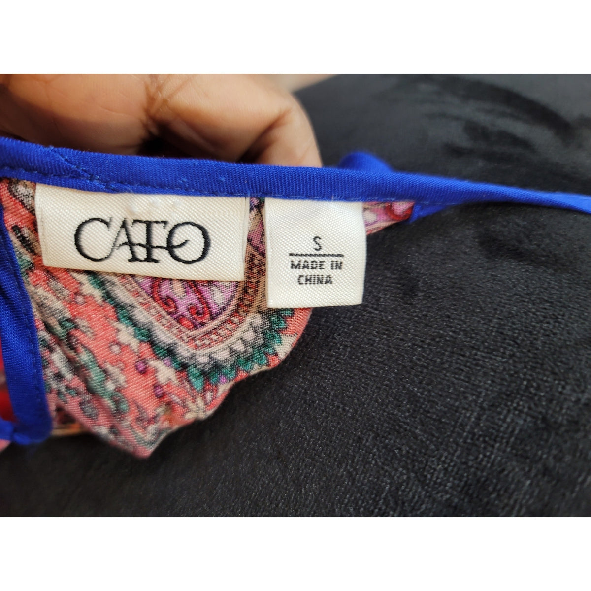 Cato Blouse Top Women's Small Multicolour Paisley Keyhole Spaghetti Strap