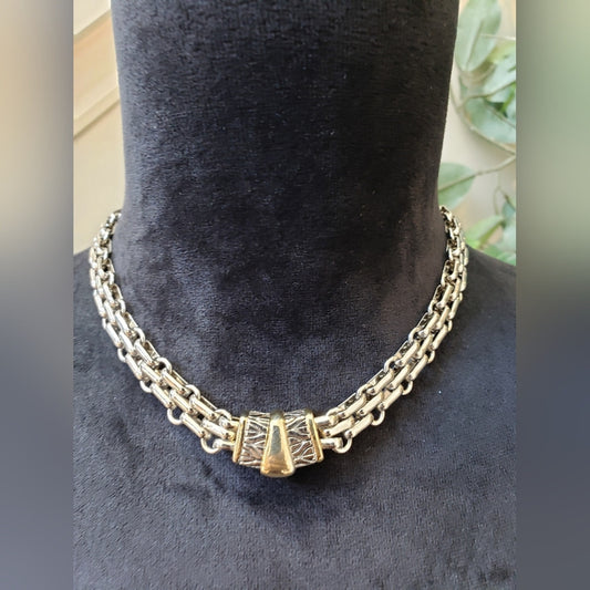 Womens Fashion Gold Tone Choker Links Chain Necklace Jewelry with Magnetic Clasp