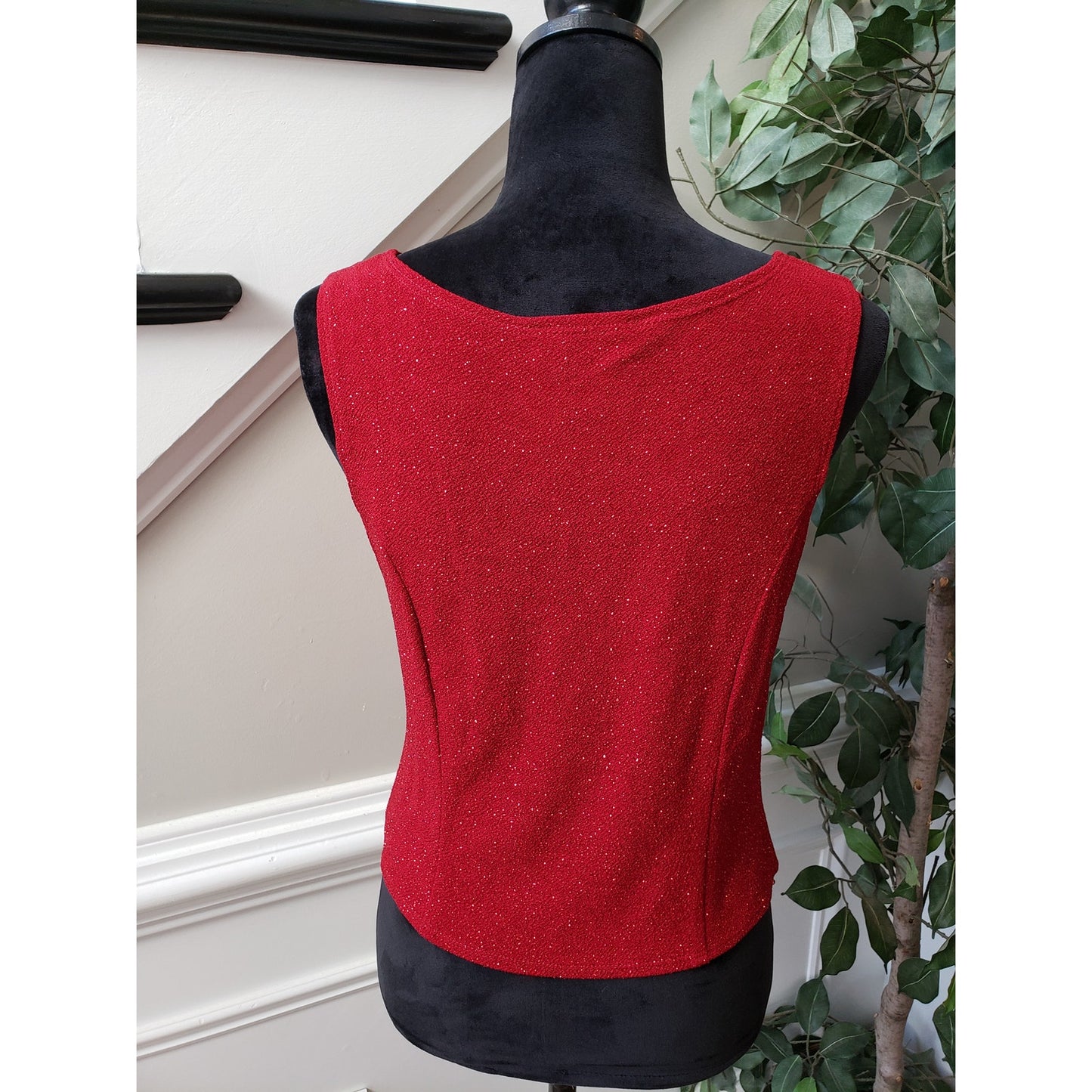 Dressbarn Cardigan Sweater Set Medium Red Sparkle Layer Shimmer Long Sleeve