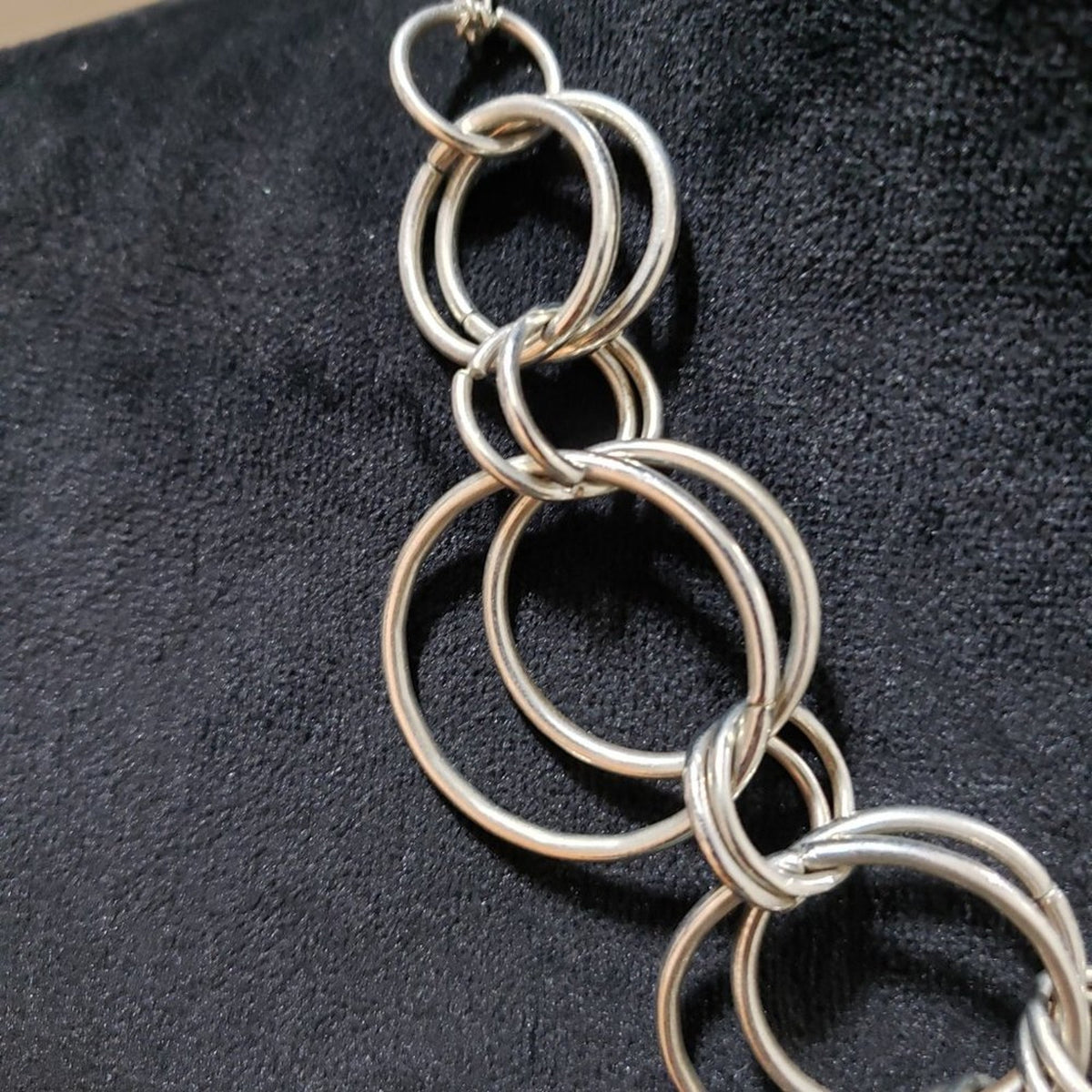 Women Fashion Silver Multi Circle Link Collar Necklace w/ Lobster Clasp