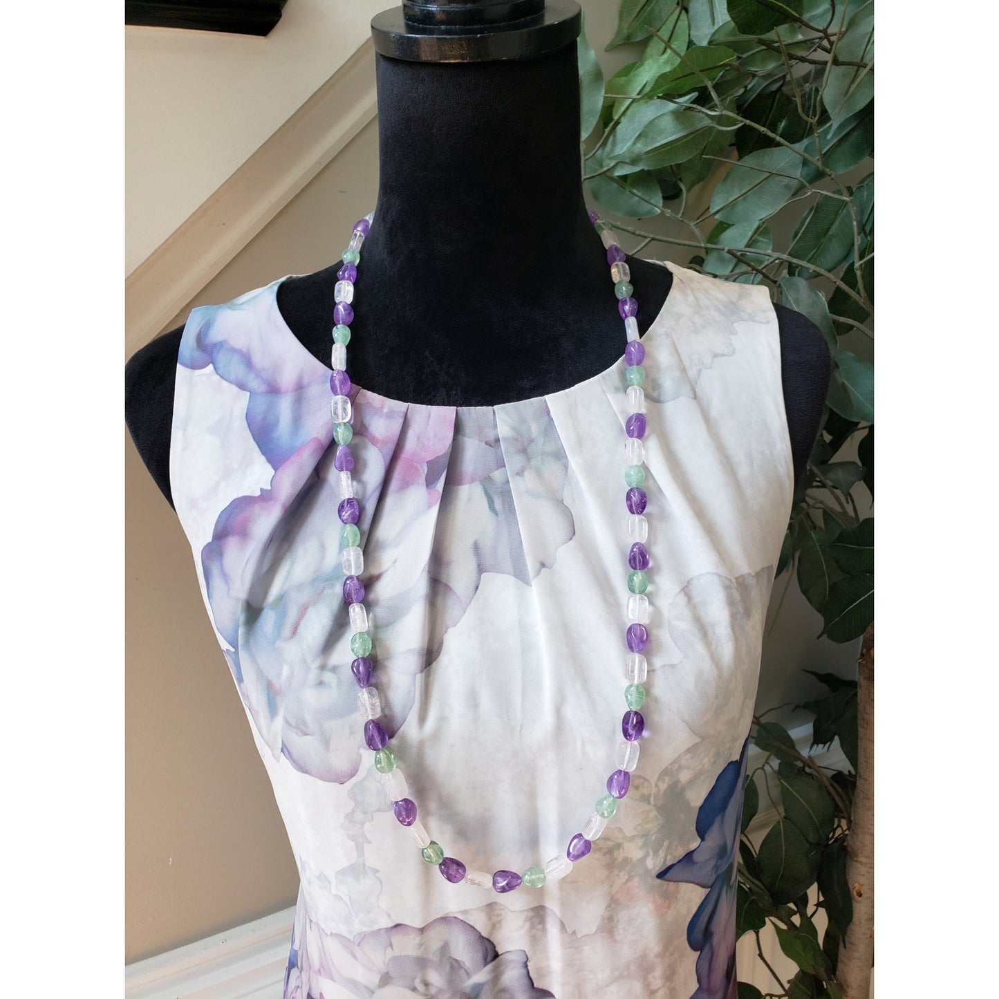 H&M Sheath Dress Womens 10 White Abstract Floral Pleated Round Neck Back Zipper