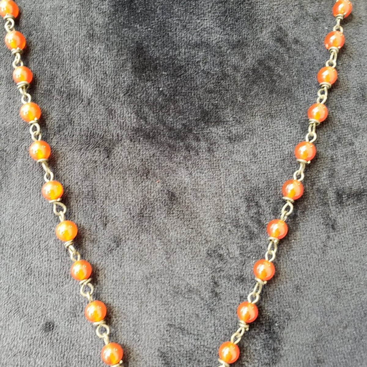 Women Orange Crystal Bead Ball Chain Pendant Necklace Jewelry with Lobster Clasp