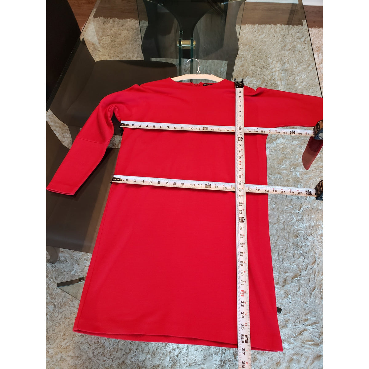 Liz Claiborne Sheath Dress Womens M Red Knit Raglan Sleeve Round Neck Back Zip