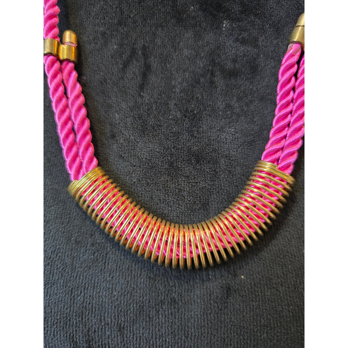 Women Bohemian Statement Rope Necklace Handcrafted Pink Cord Fashion Jewelry