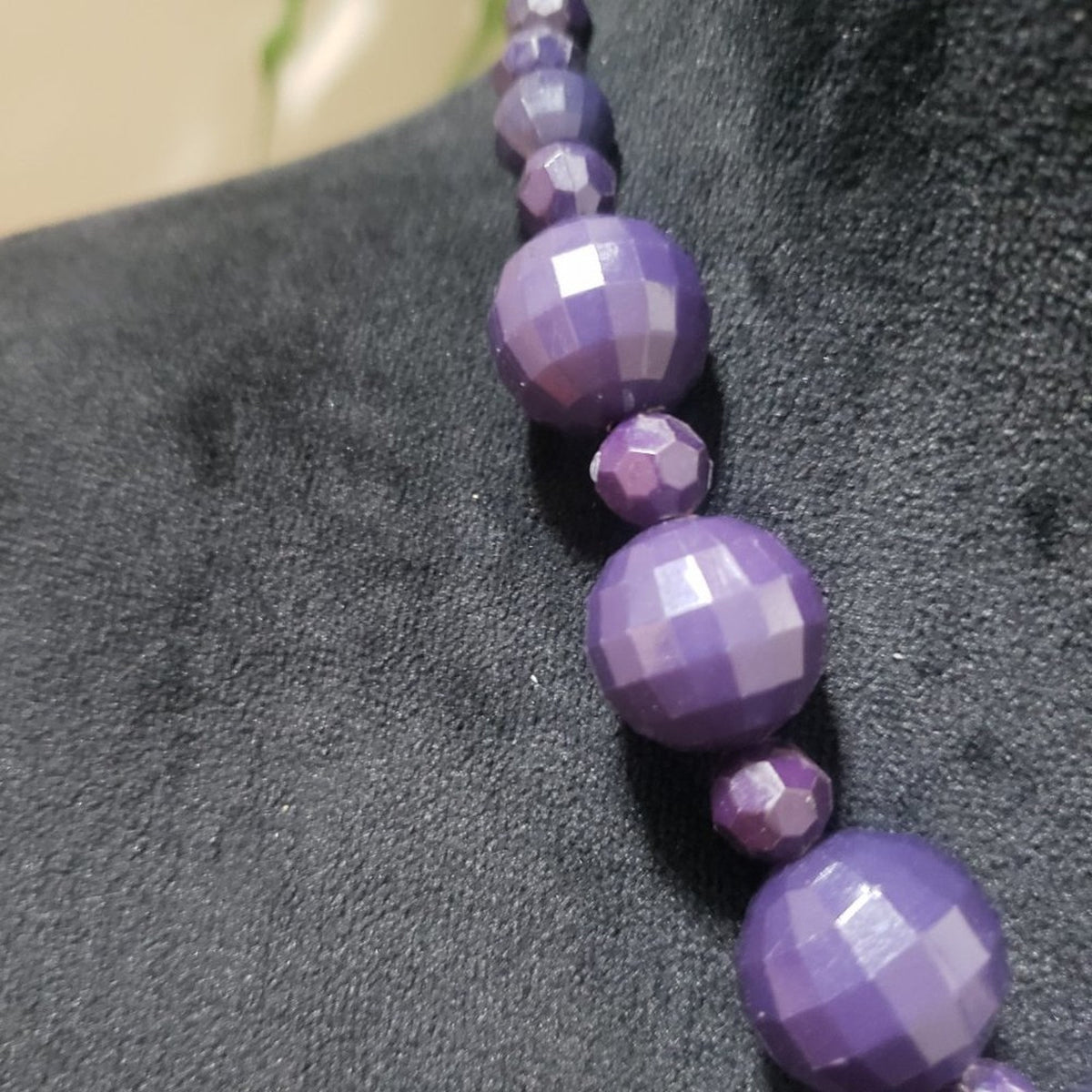 Womens Fashion Purple Single Strand Round Beaded Necklace with Lobster Clasp