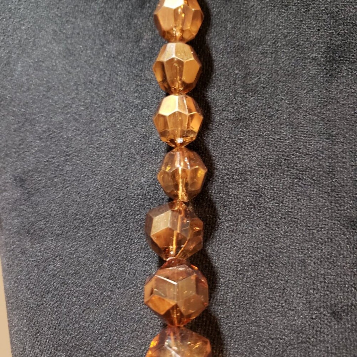 Mixit Womens Fashion Brown Crystel Beaded Long Rondelle Necklace Lobster Clasp