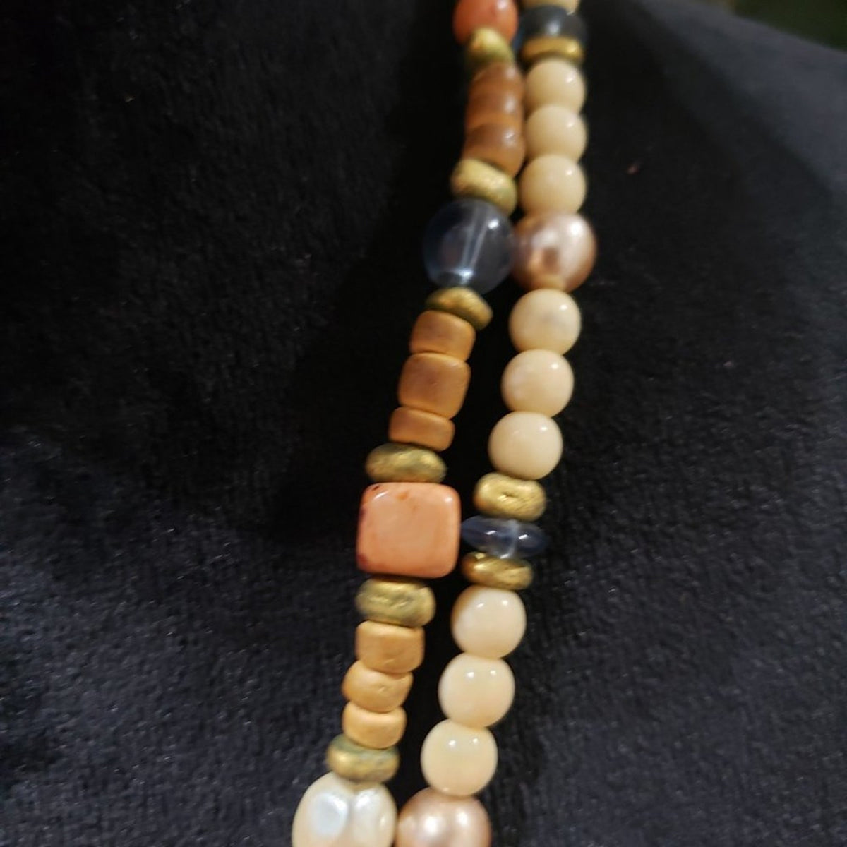 Women Fashion Double Strand Faux Pearl Multicolor Beads Necklace with Lobster