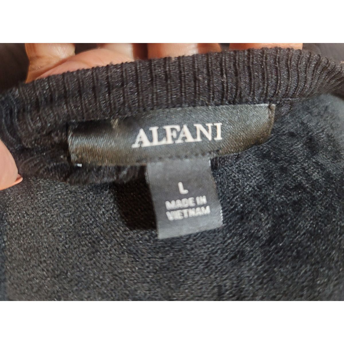 Alfani Tunic Sweater Women's Large Black/Cream Colorblock Ribbed Sides Slit