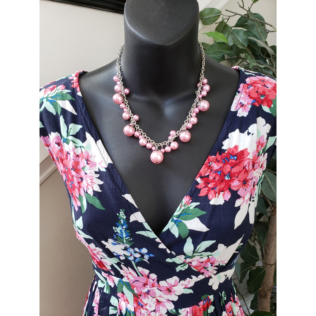 Jojo Maman Bebe Maternity Dress Womens Blue Floral Wrap V Neck Pleated Comfort M