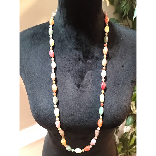 Women's Multicolor Beaded Necklace with Oval and Round Stones for Elegant Look