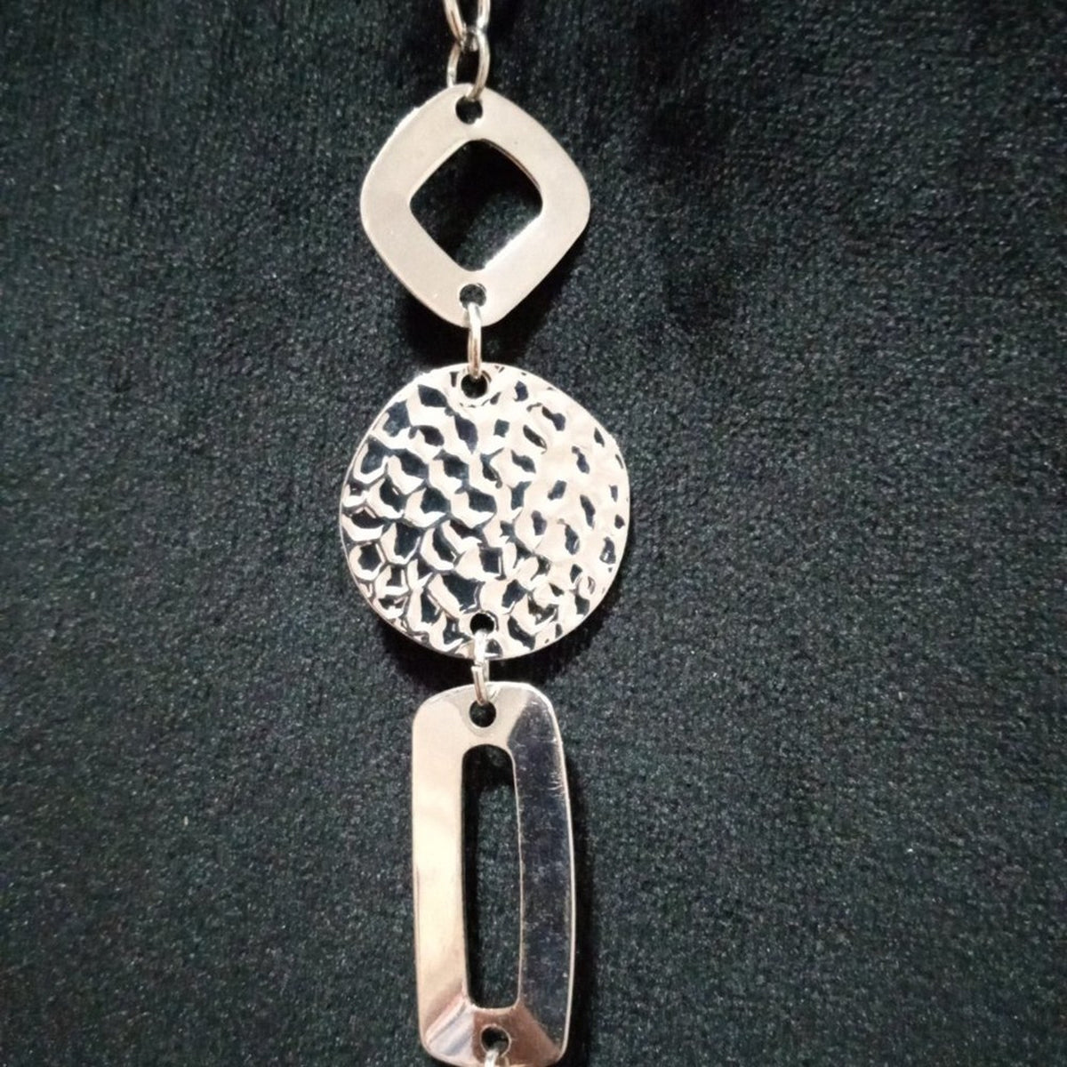 Womens Fashion Long Silver Circles Charm Layering Necklace with Lobster Clasp