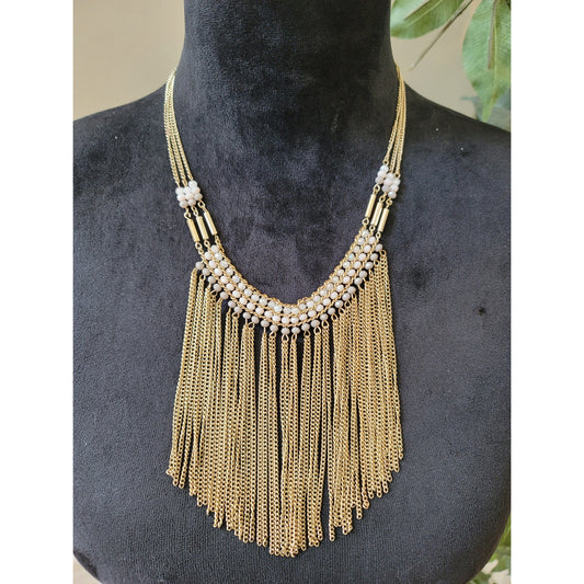 Women's Stella And Dot Red Statement Necklace With Gold Chain And Lobster Clasp
