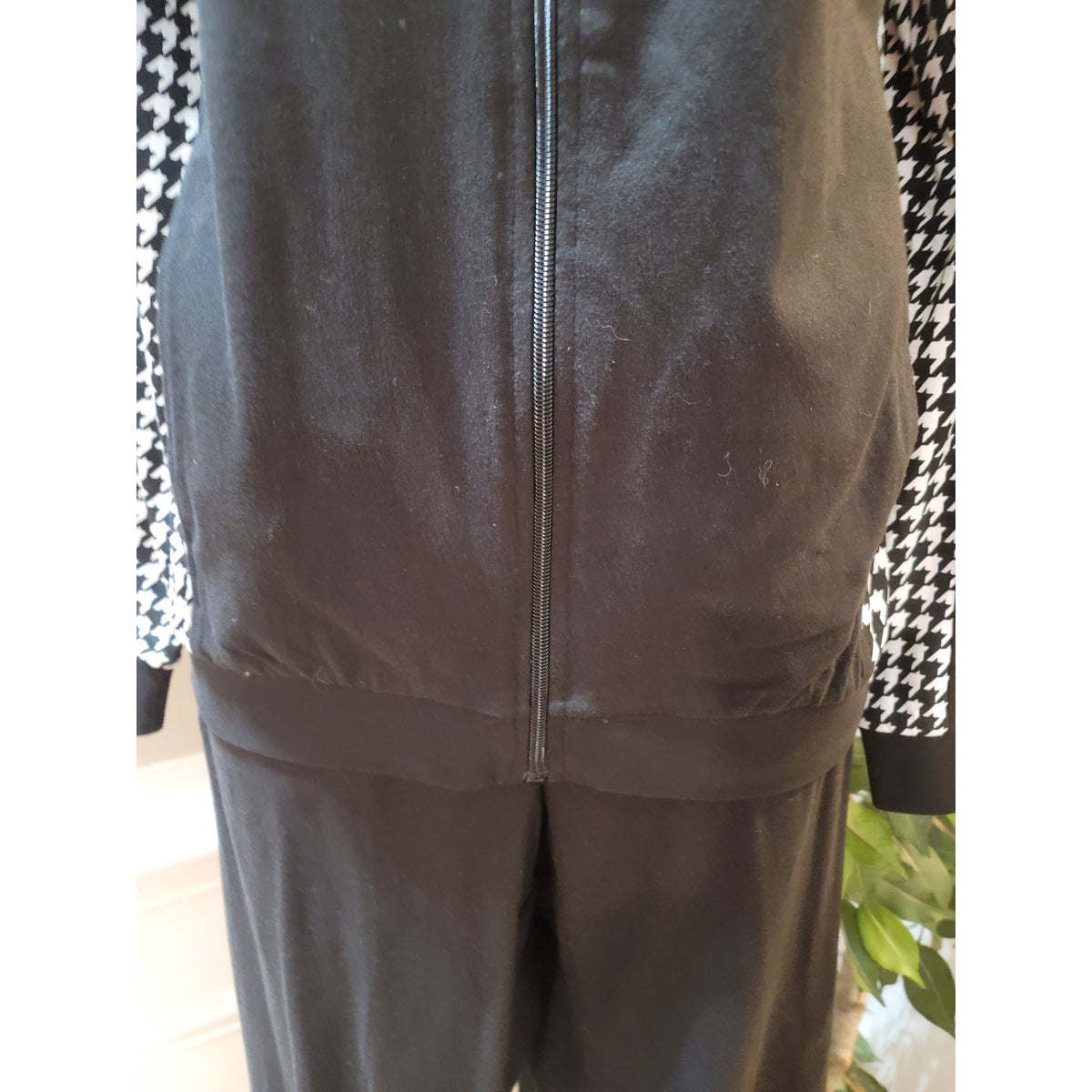 Anthony Richards tracksuit Set Womens Medium Black/White Houndstooth Full Zipper