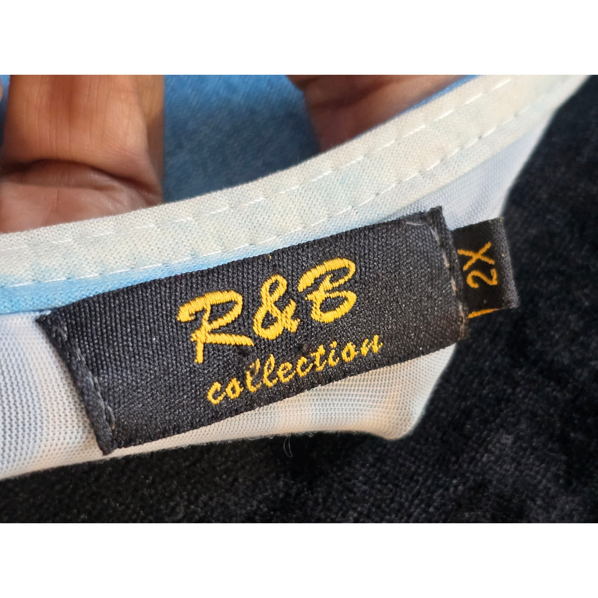 R&B Collection Shirt Dress Women's Size 2X Blue Floral Pattern Long Sleeves