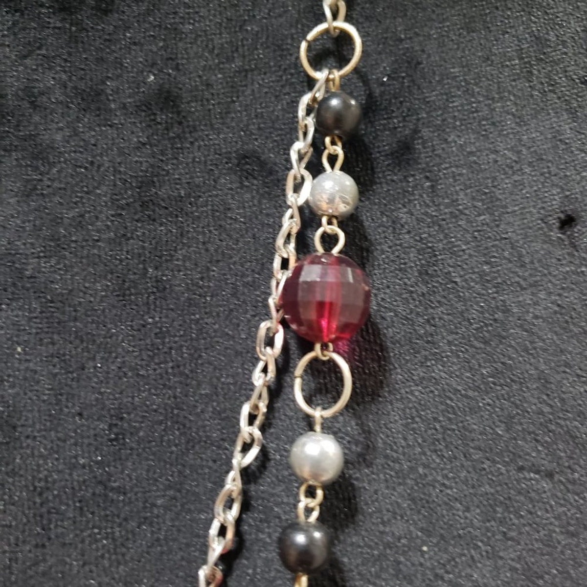 Womens Fashion Red Transparent Silver Bead Layered Garnet Chain Necklace Jewelry