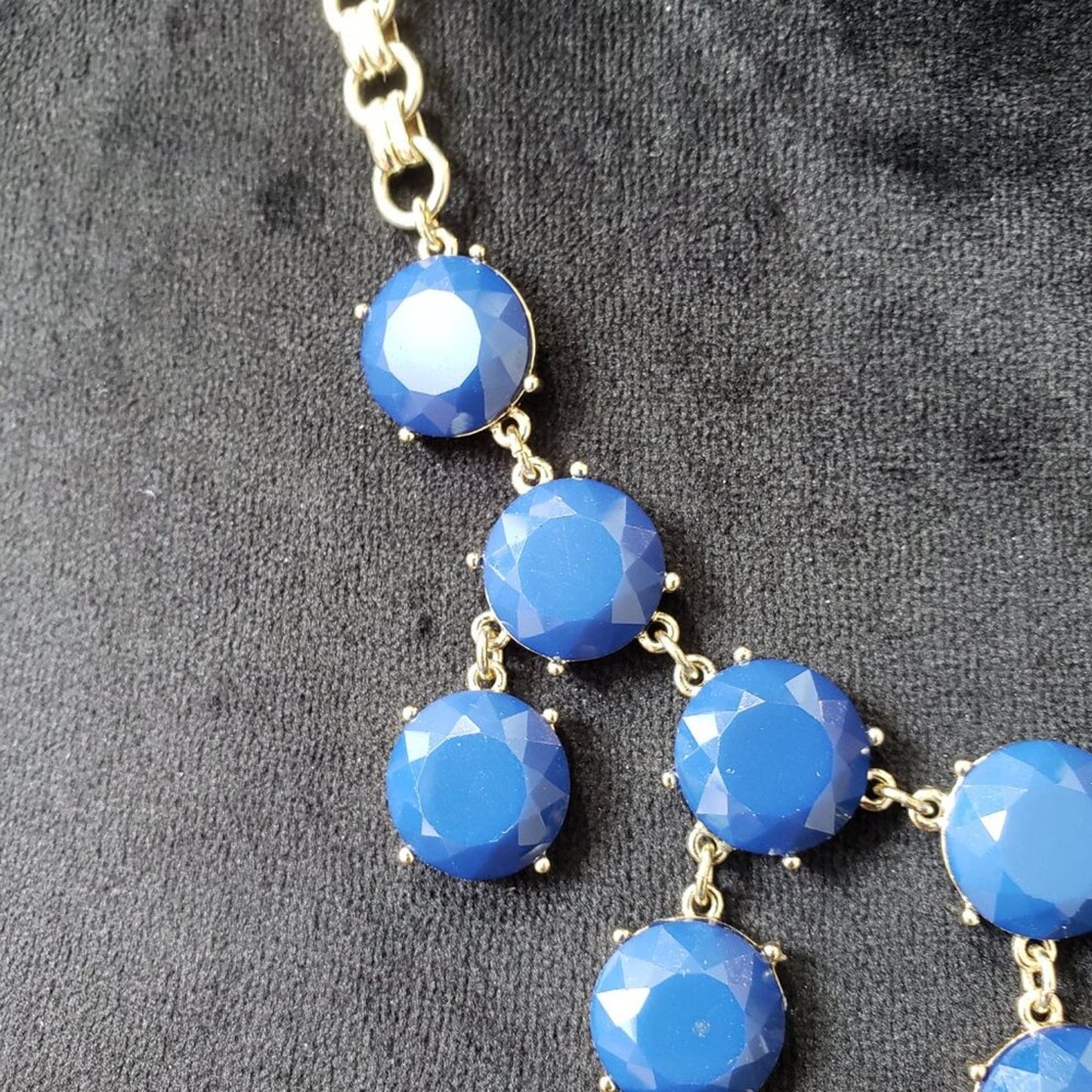Womens Blue Beaded Silver Double Link Chain Necklace Jewelry with Lobster Clasp