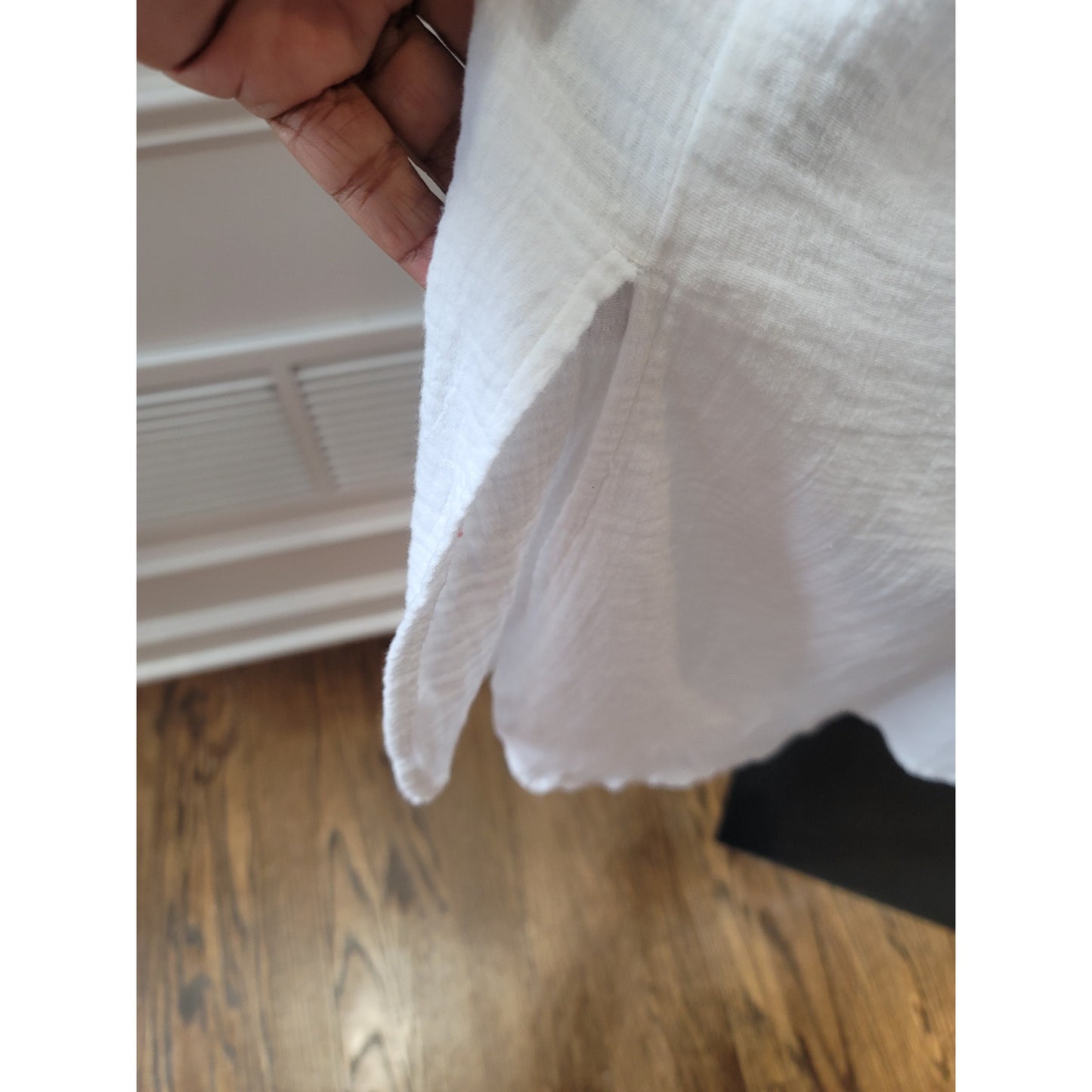 RD Style Button Down Dress Women Medium White Cotton Lightweight Casual