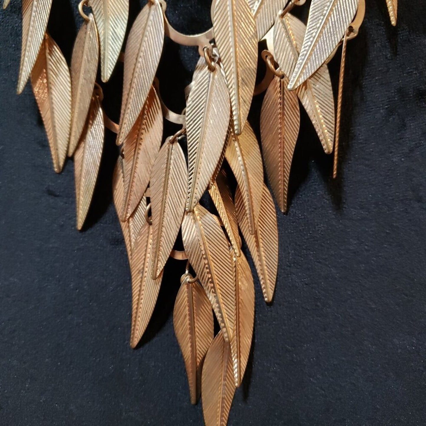Womens Fashion Gold Tone Tiered Leaf Charm Chain Necklace with Lobster Clasp