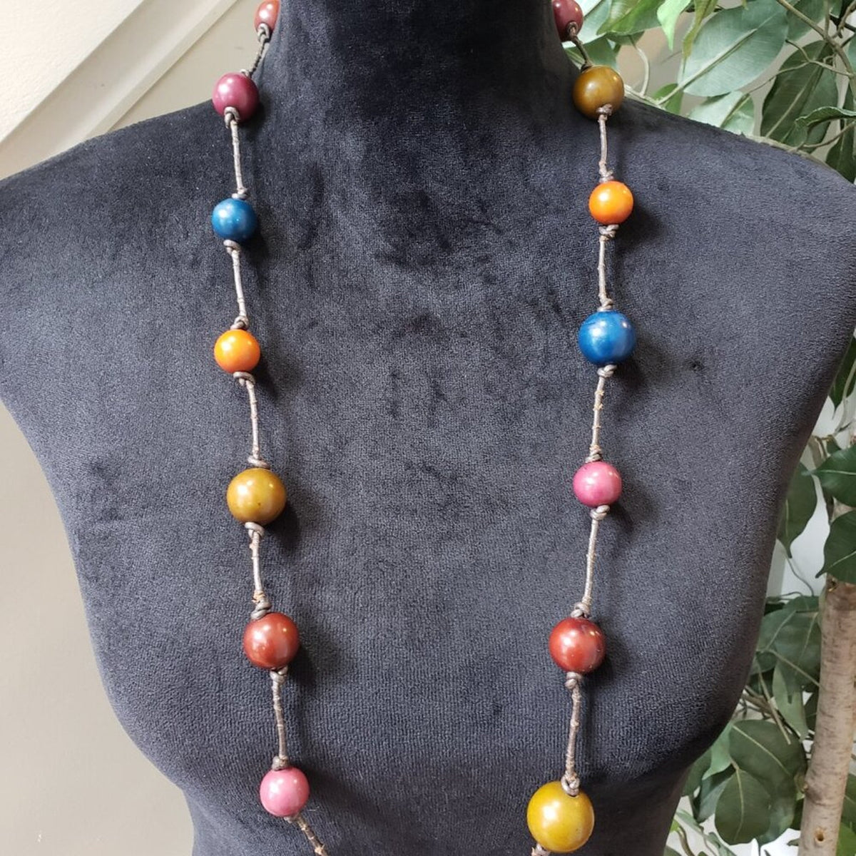 Womens Fashion Multicolor Pearl Beaded Long Necklace Jewelry with Lobster Clasp