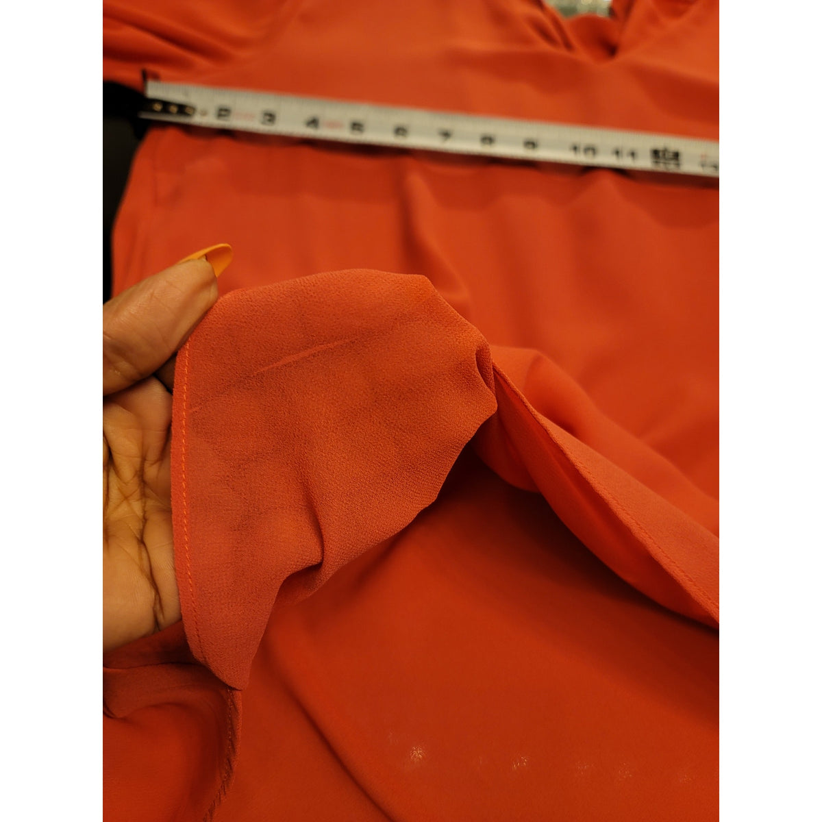 White House Black Market Blouse Women's Coral Orange V-Neck Bell Sleeve XL