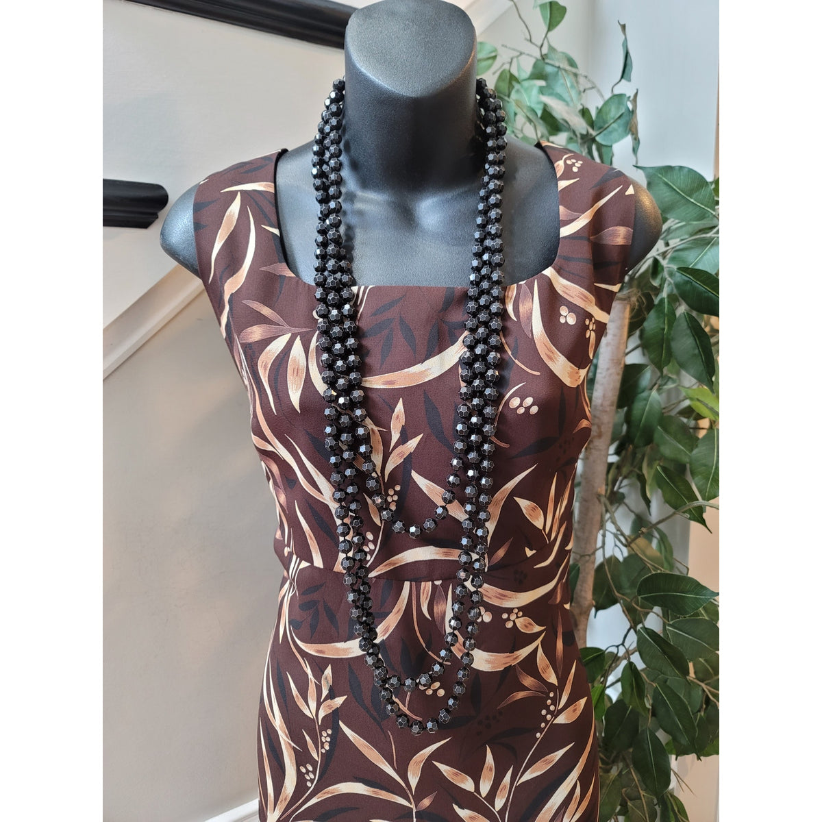 Maggie and Me Dress Women's 16 Brown Sleeveless Floral Maxi Polyester