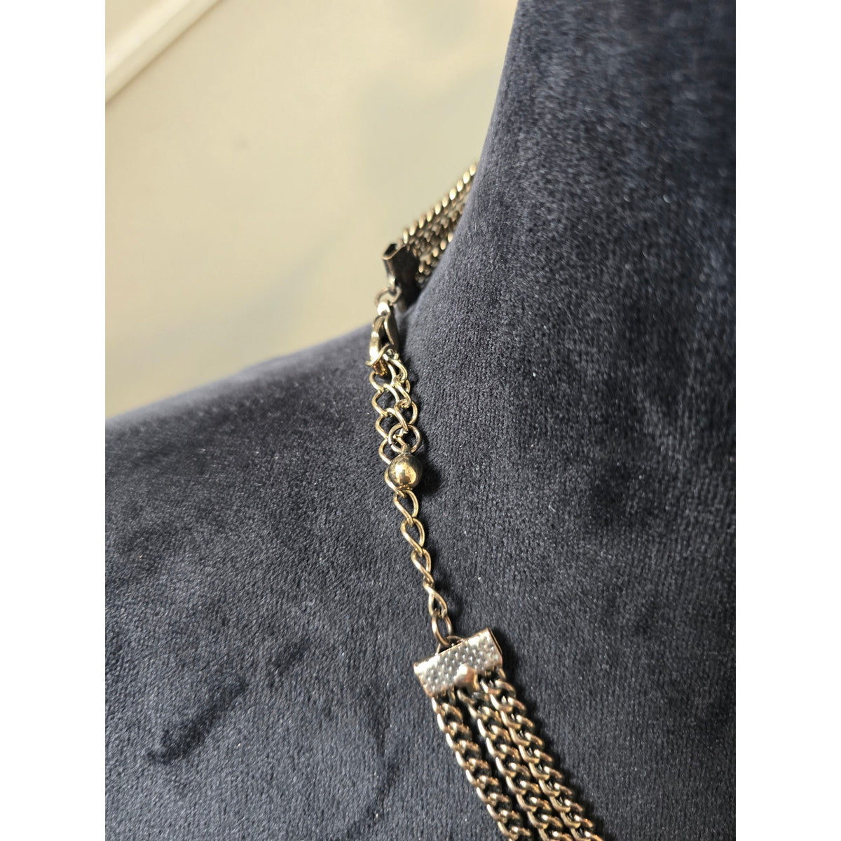 Coral Orange Gunmetal Gray Chunky Interlocking Chain Link Bib Necklace