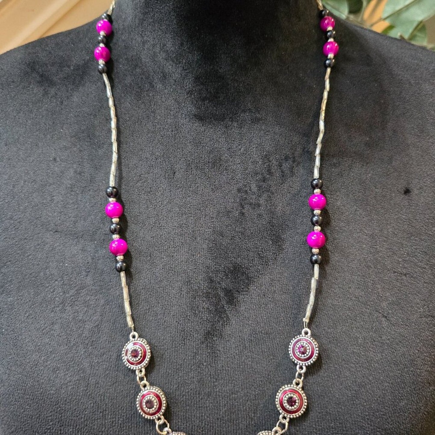 Womens Fashion Purple Black Pearl Crystal Necklace Jewelry with Lobster Clasp