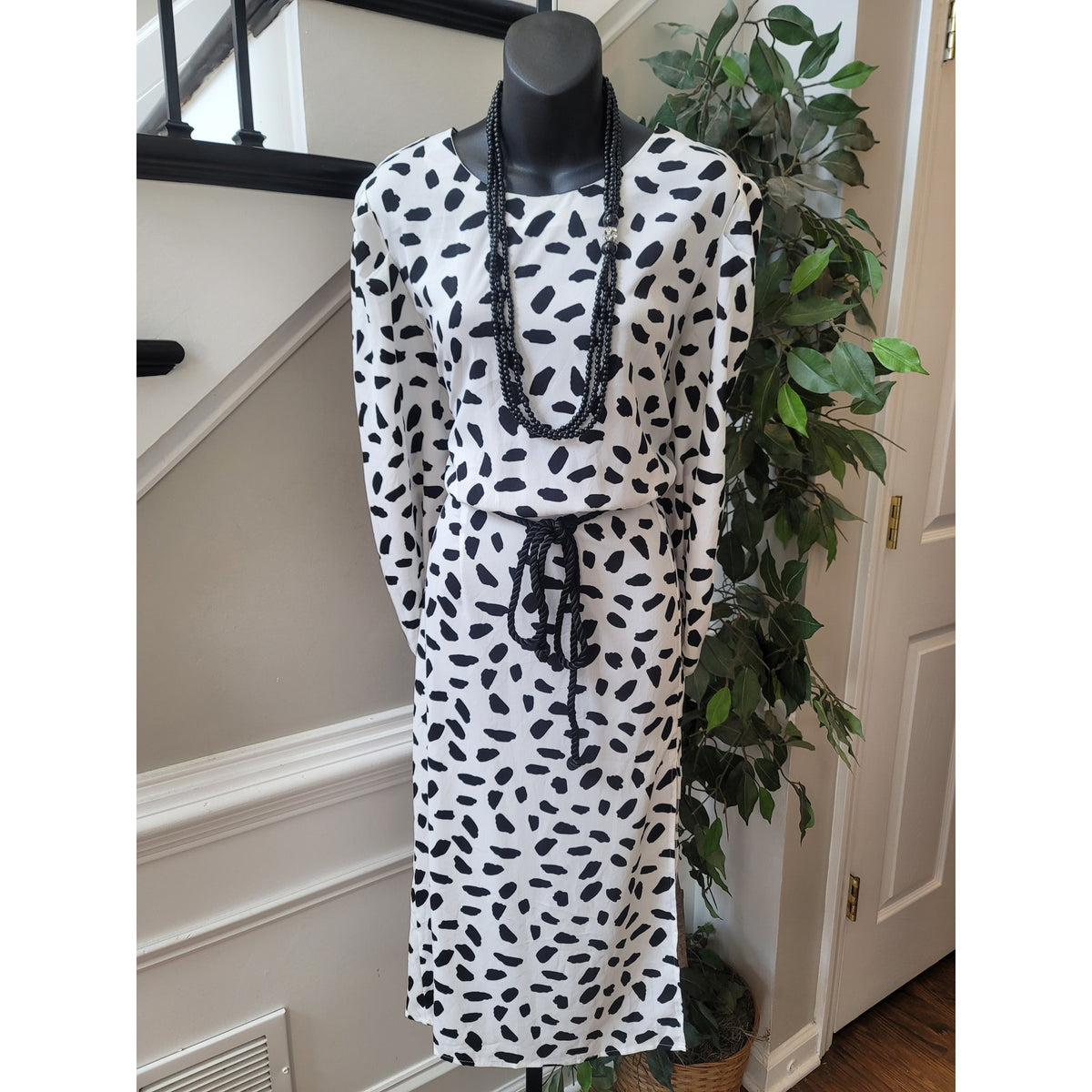 Pretty Little Thing Midi Dress Women's Size 14 Black White 100% Polyester