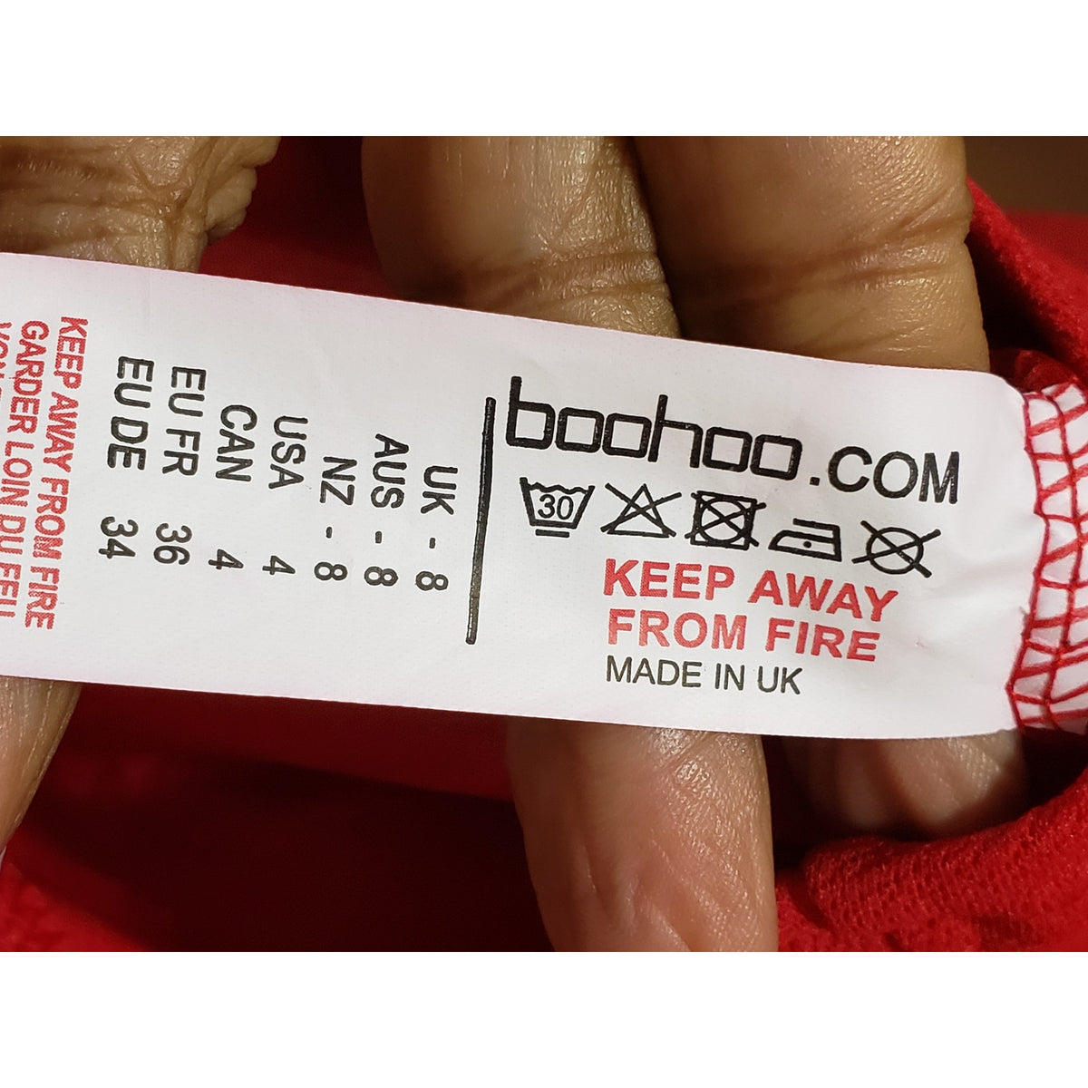 Boohoo Skater Dress Women's 4 Red Bust Detail Blouson Sleeve Crew Neck Pullover