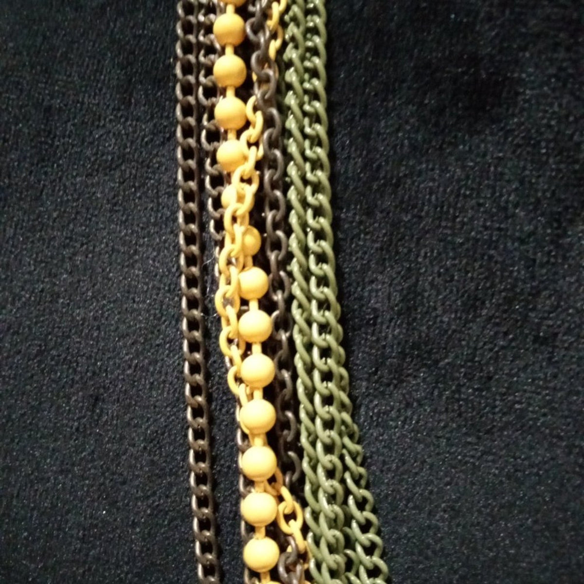 Women's Vintage Monet Multi Strand Yellow & Gold Chain Necklace With Lobster Cla
