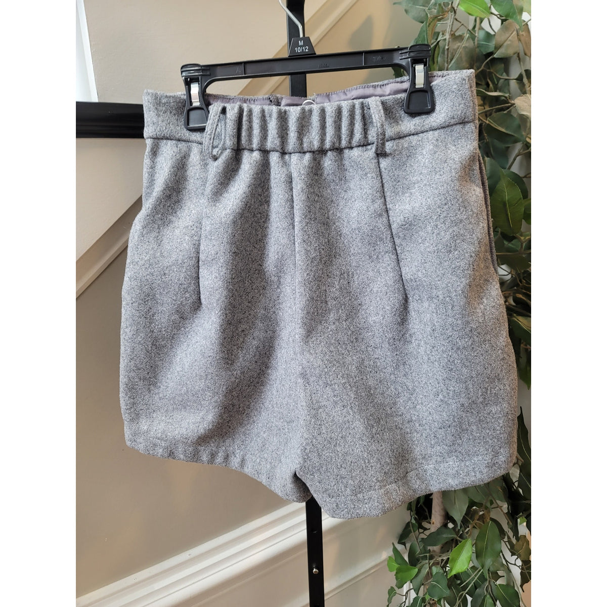 Shein Tweed Shorts Women's Size 4 Gray Textured Heather Elastic Back Belt Loops