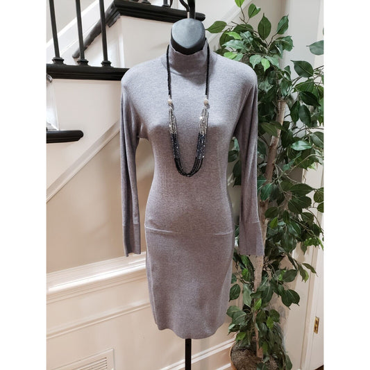 White House Black Market Womens Gray Mock Neck Long Sleeve Knee Length Dress XXS