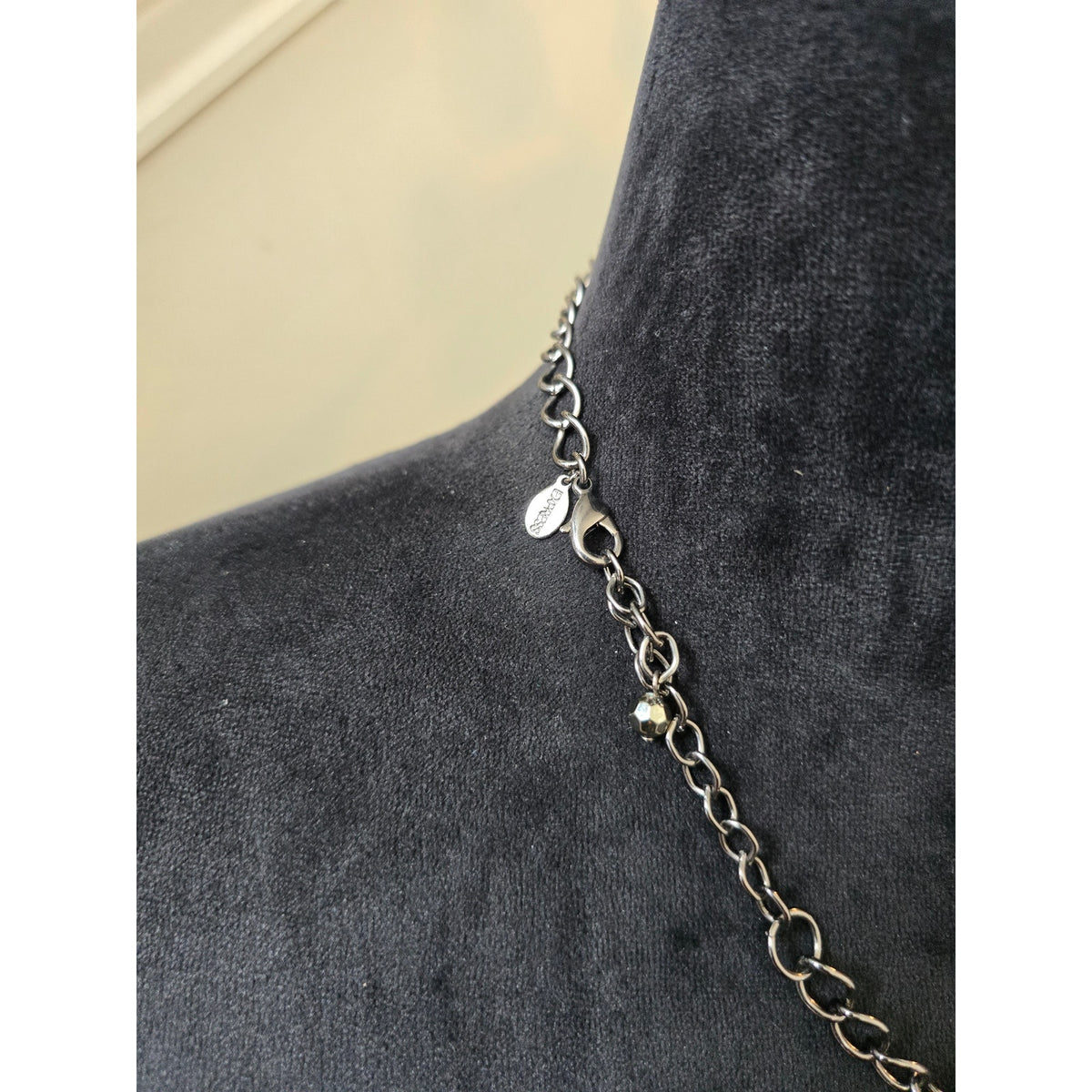 Smoky Gray Faceted Teardrop Statement Necklace