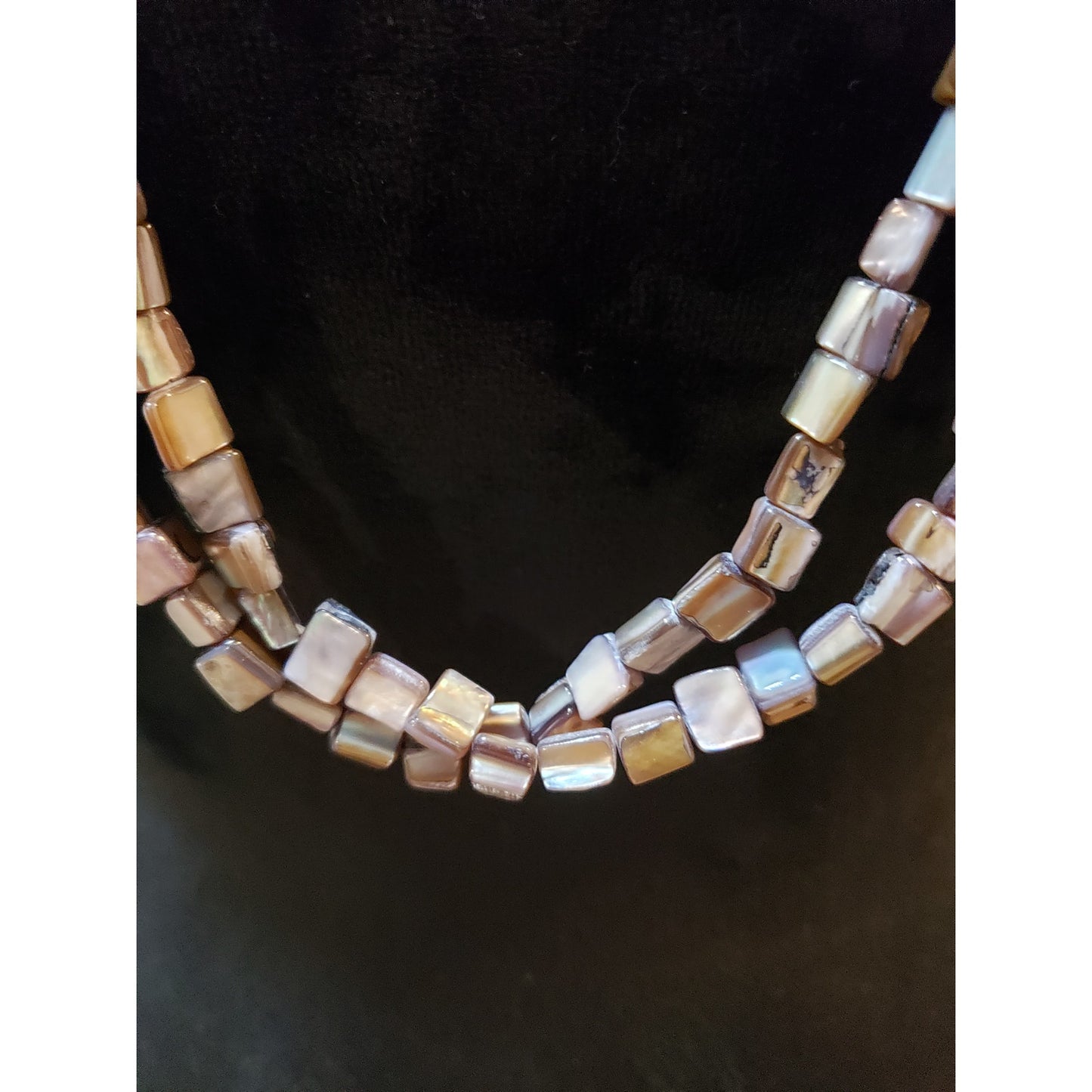 Womens Fashion 2 Strand Unshaped Mother of Pearl Statement Necklace w/ Lobster