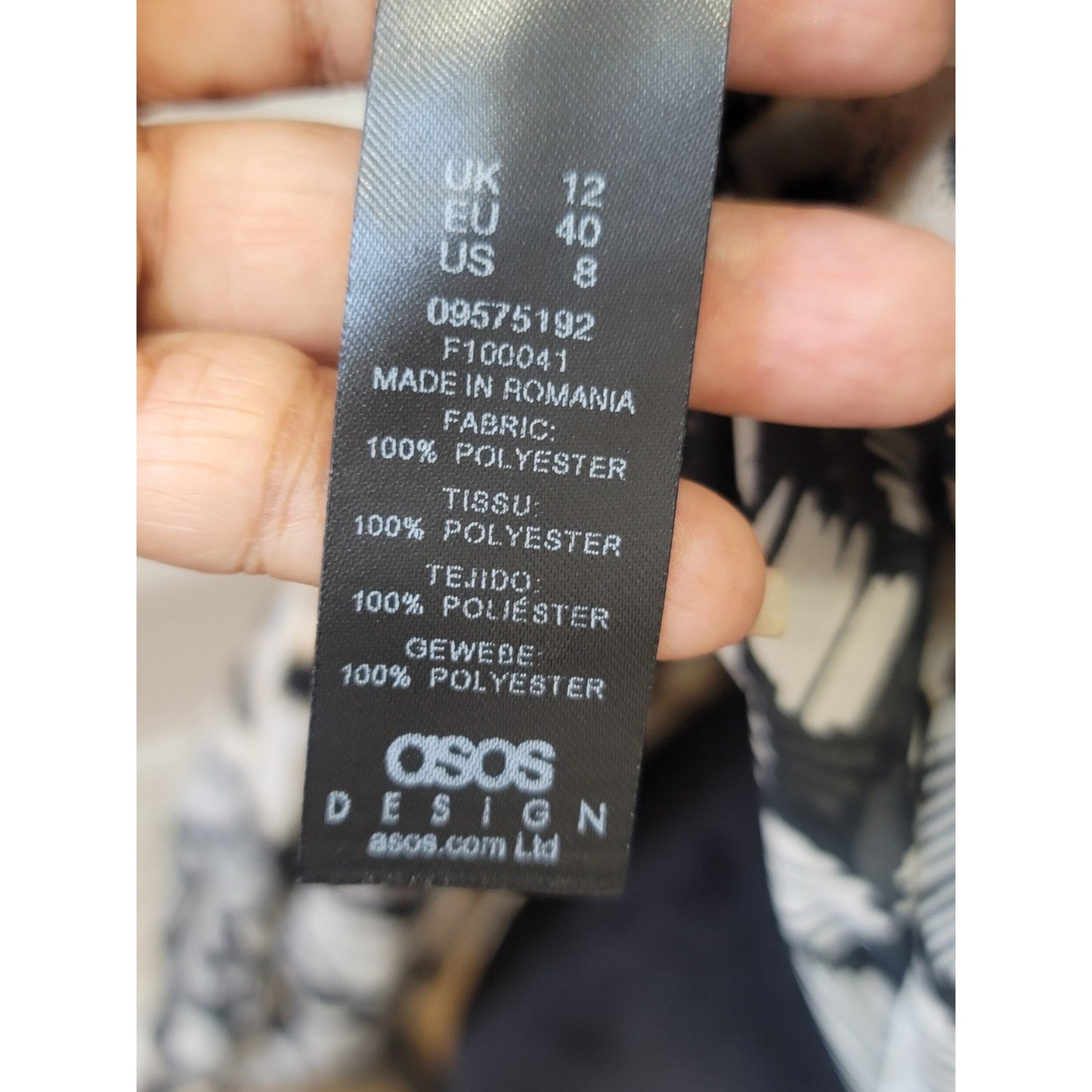 ASOS DESIGN Blouse Women's Size 8 Black Beige Animal Print Long Sleeves Shirt